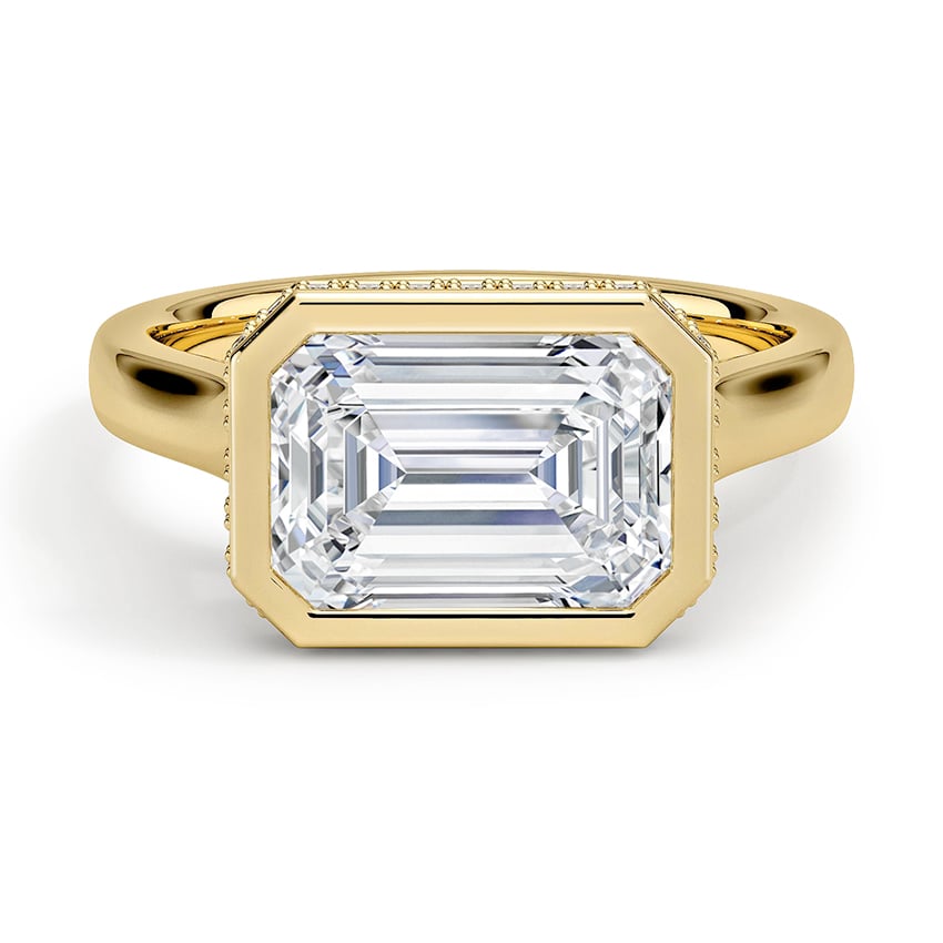 Custom East-West Hidden Halo Lab Diamond Ring