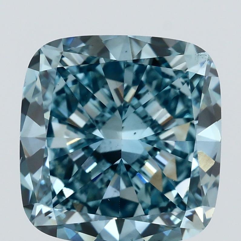 4.01 Ct. Fancy Vivid Blue Cushion Lab Grown Diamond