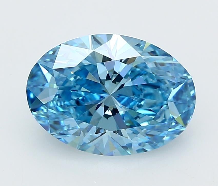 3.03 Ct. Fancy Vivid  Blue Oval Lab Grown Diamond