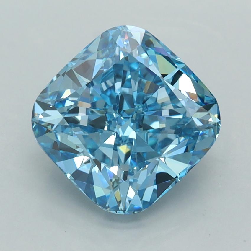 2.52 Ct. Fancy Vivid  Blue Cushion Lab Grown Diamond