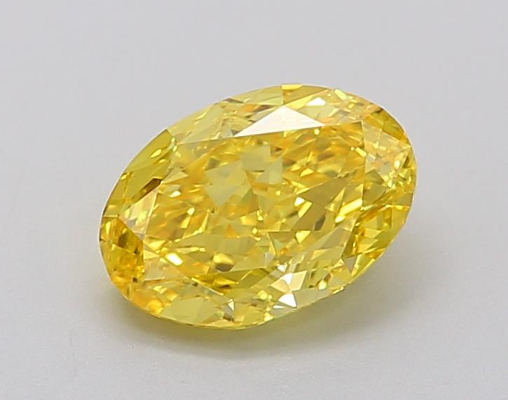 0.91 Ct. Fancy Vivid  Yellow Oval Lab Grown Diamond