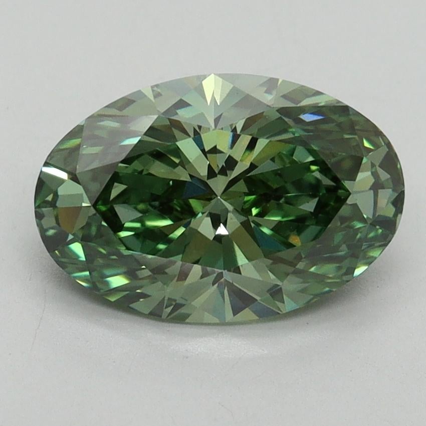 2.04 Ct. Fancy Vivid Pacific Green Oval Lab Grown Diamond