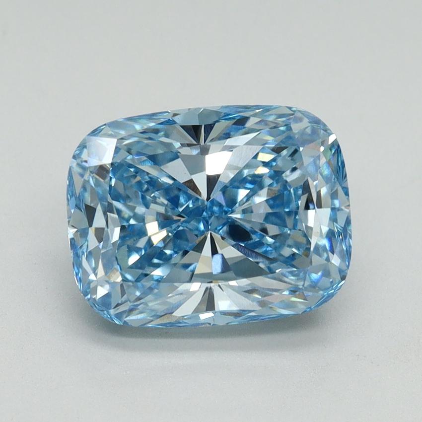 3.06 Ct. Fancy Vivid Blue Cushion Lab Grown Diamond