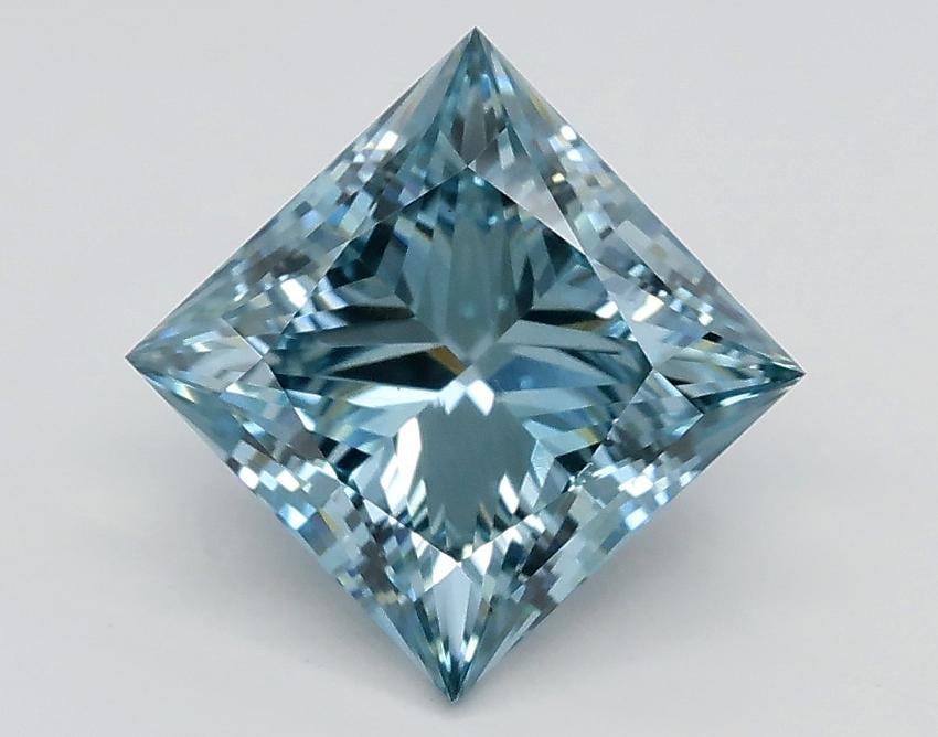 1.80 Ct. Fancy Intense Greenish Blue Princess Lab Grown Diamond