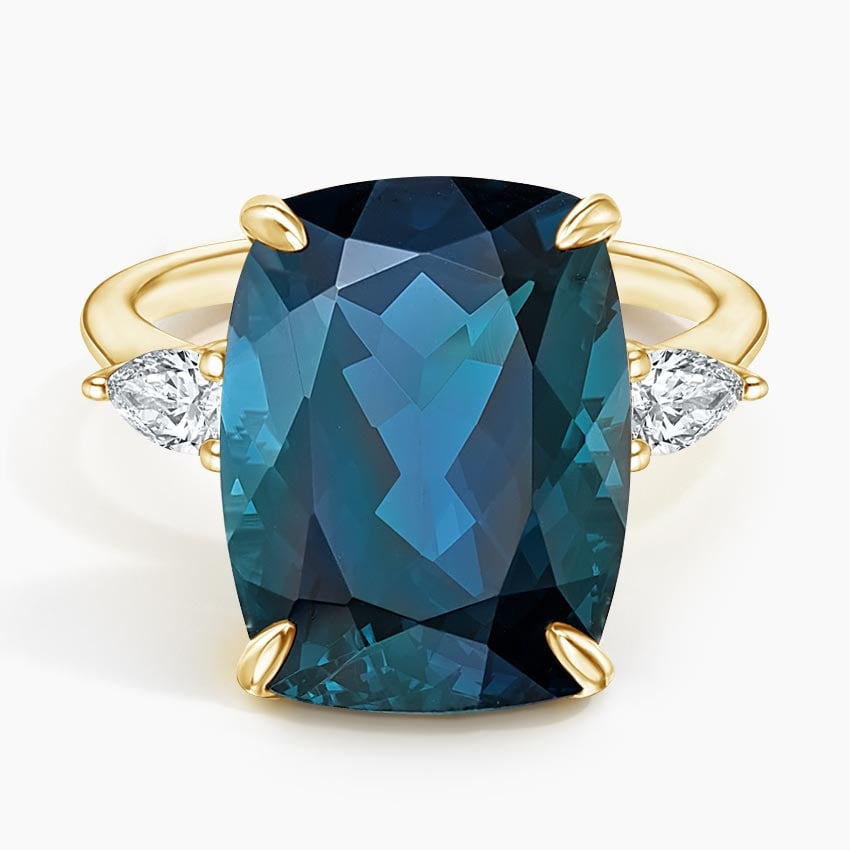 Blue Topaz & Diamond Ring 1/20 ct tw Round-Cut 10K Yellow Gold | Kay