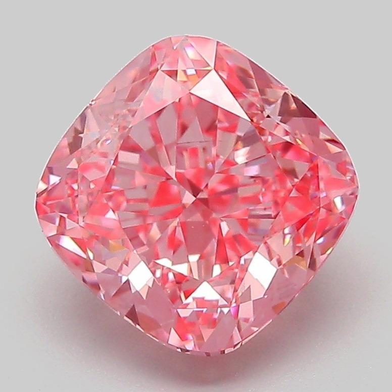 3.07 Ct. Fancy Vivid Pink Cushion Lab Grown Diamond