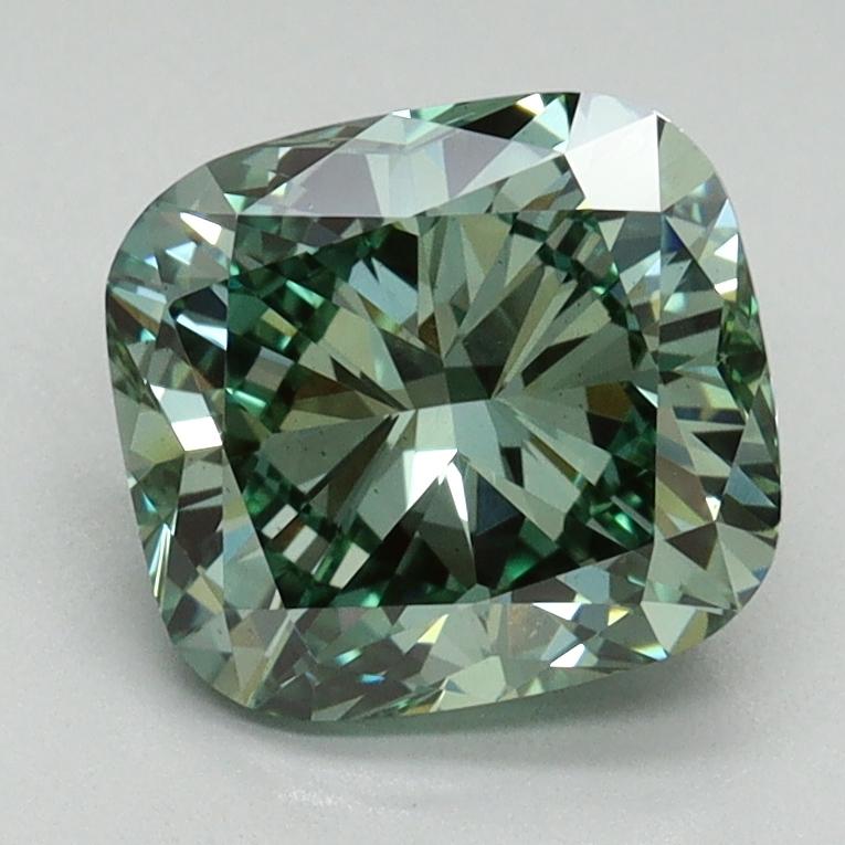 2.02 Ct. Fancy Vivid Green Cushion Lab Grown Diamond