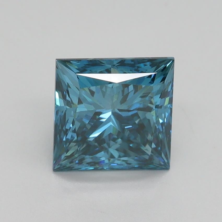 2.14 Ct. Fancy Vivid Malibu Blue Princess Lab Grown Diamond