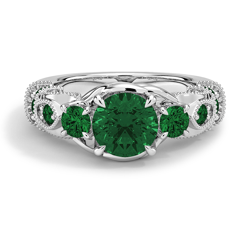 Custom Nature-Inspired Emerald and Diamond Ring
