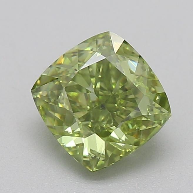 1.05 Ct. Fancy Vivid  Green Cushion Lab Grown Diamond