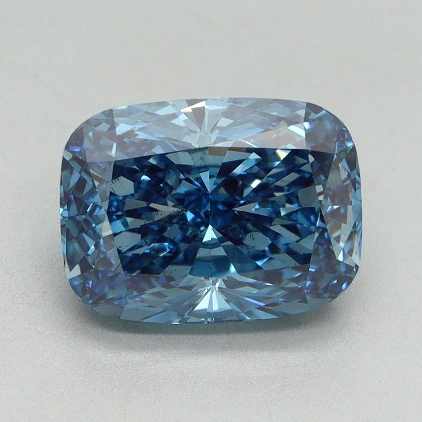 3.17 Ct. Fancy Vivid Blue Cushion Lab Grown Diamond