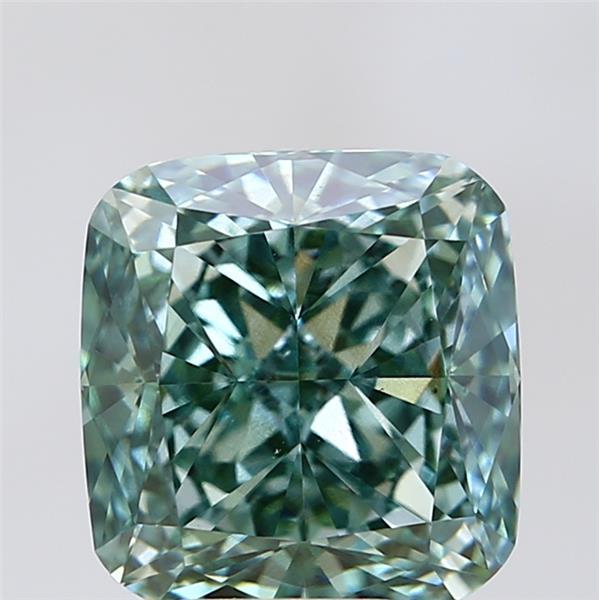 5.01 Ct. Fancy Vivid  Green Cushion Lab Grown Diamond