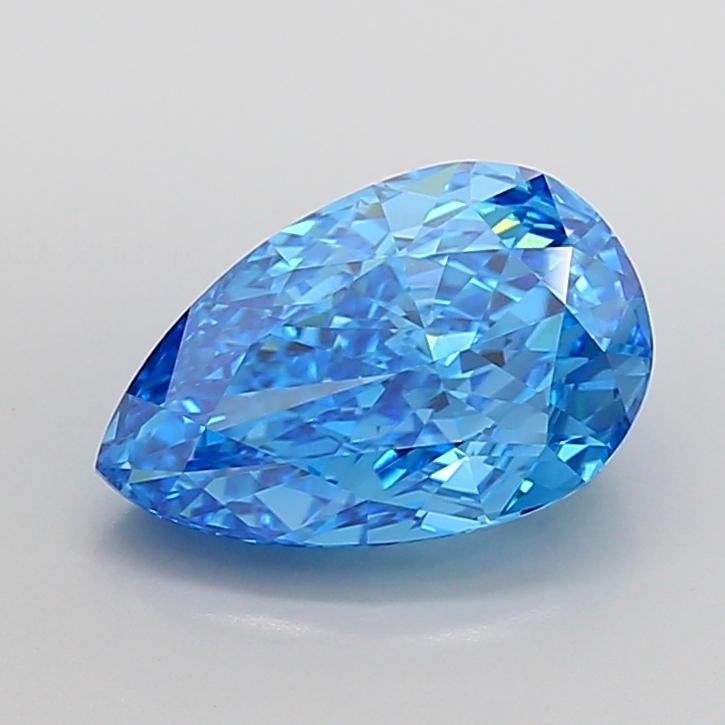 3.08 Ct. Fancy Vivid Yellowish Blue Pear Lab Grown Diamond