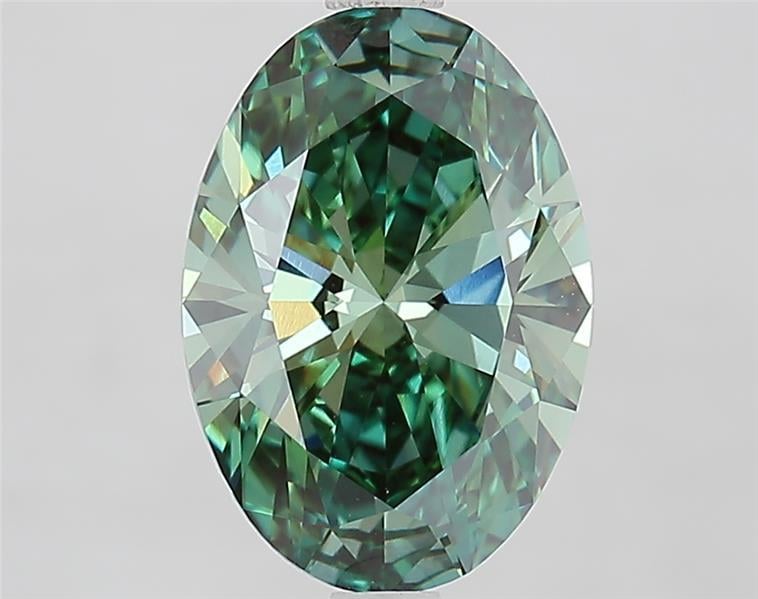 2.62 Ct. Fancy Vivid  Green Oval Lab Grown Diamond