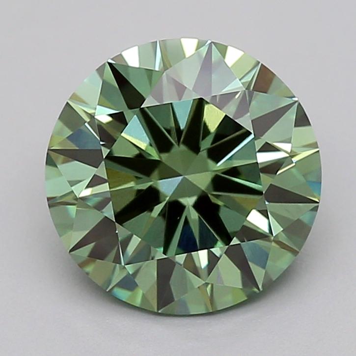 1.58 Ct. Fancy Vivid  Green Round Lab Grown Diamond