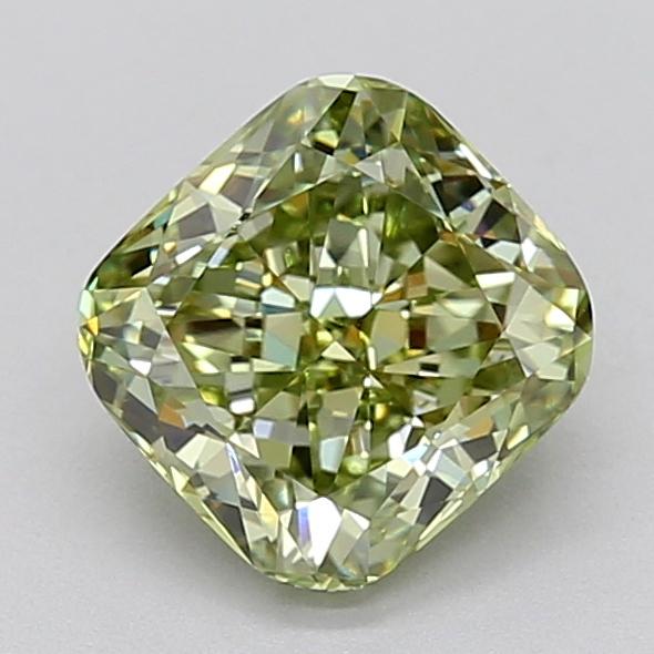 2.10 Ct. Fancy Intense  Green Cushion Lab Grown Diamond