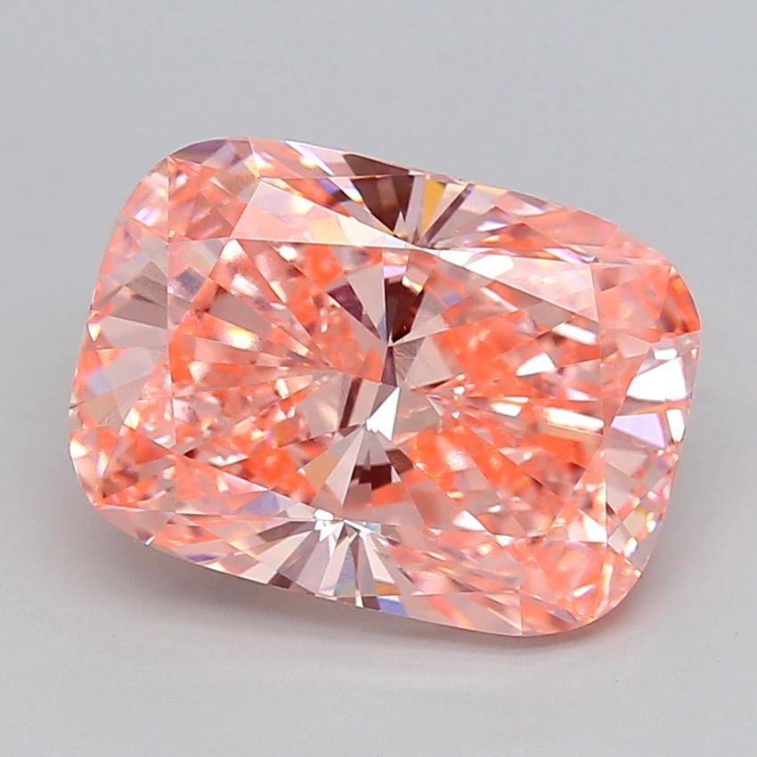 6.01 Ct. Fancy Vivid  Pink Cushion Lab Grown Diamond
