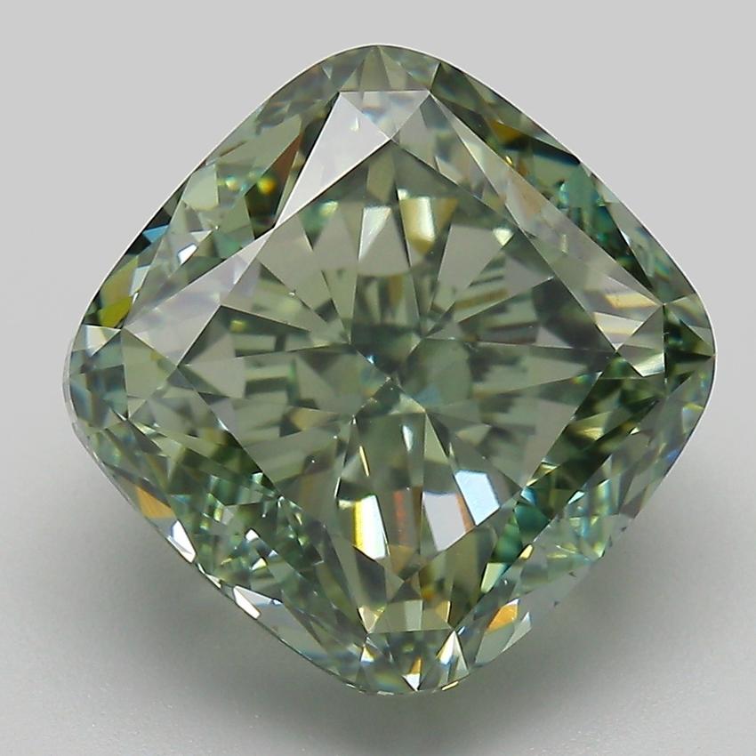 8.66 Ct. Fancy Intense  Green Cushion Lab Grown Diamond