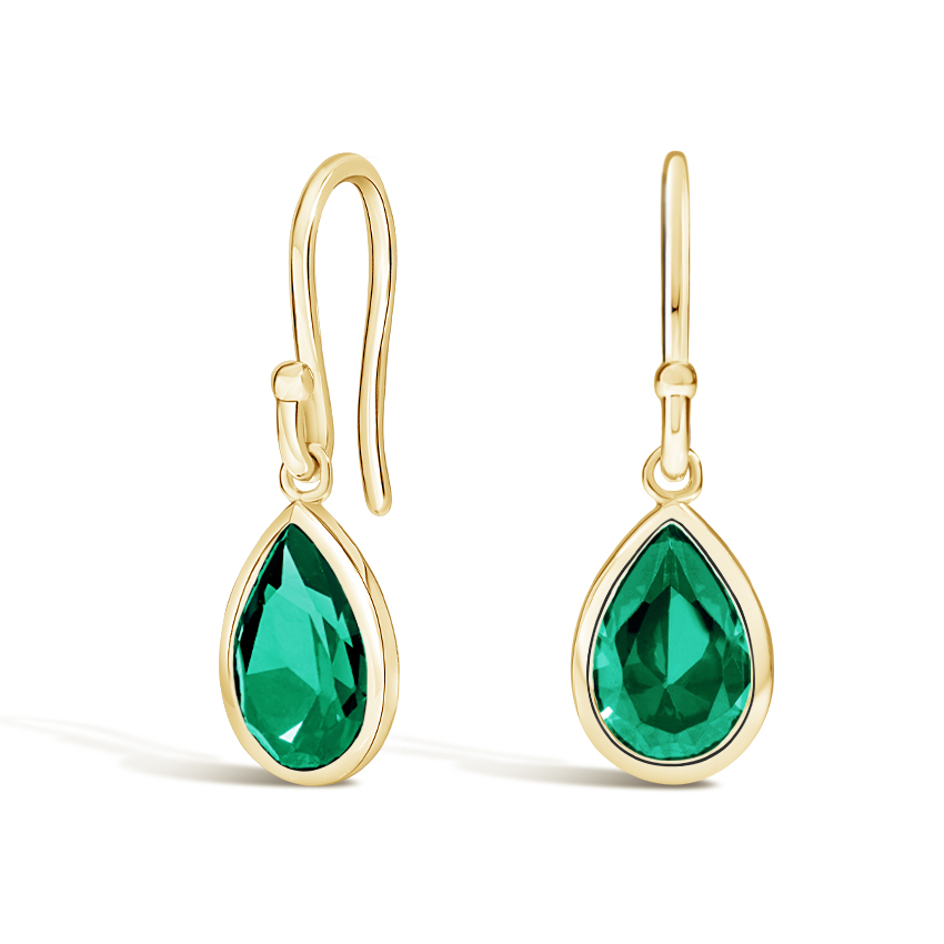 Bezel Lab Emerald Earrings 