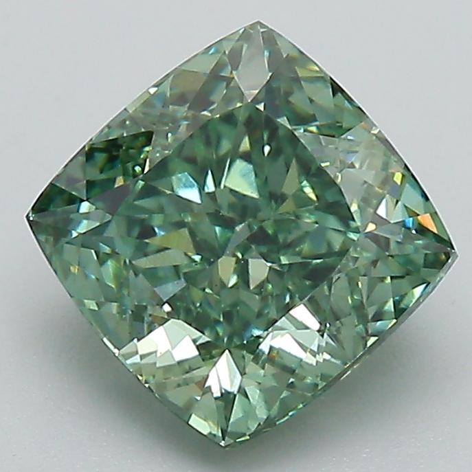 2.27 Ct. Fancy Vivid Green Cushion Lab Grown Diamond