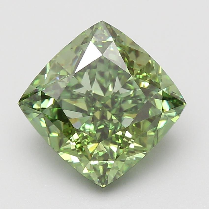 5.05 Ct. Fancy Vivid Green Cushion Lab Grown Diamond
