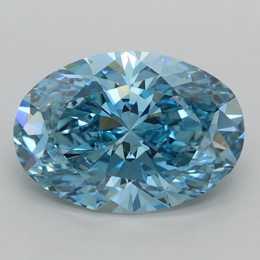 3.74 Ct. Fancy Vivid  Blue Oval Lab Grown Diamond