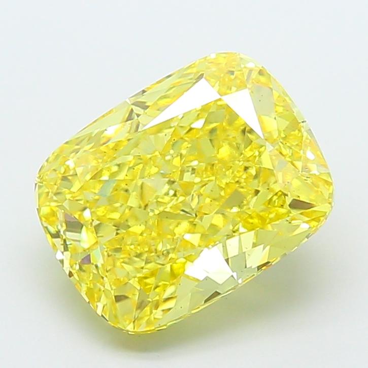 6.06 Ct. Fancy Vivid Yellow Cushion Lab Grown Diamond