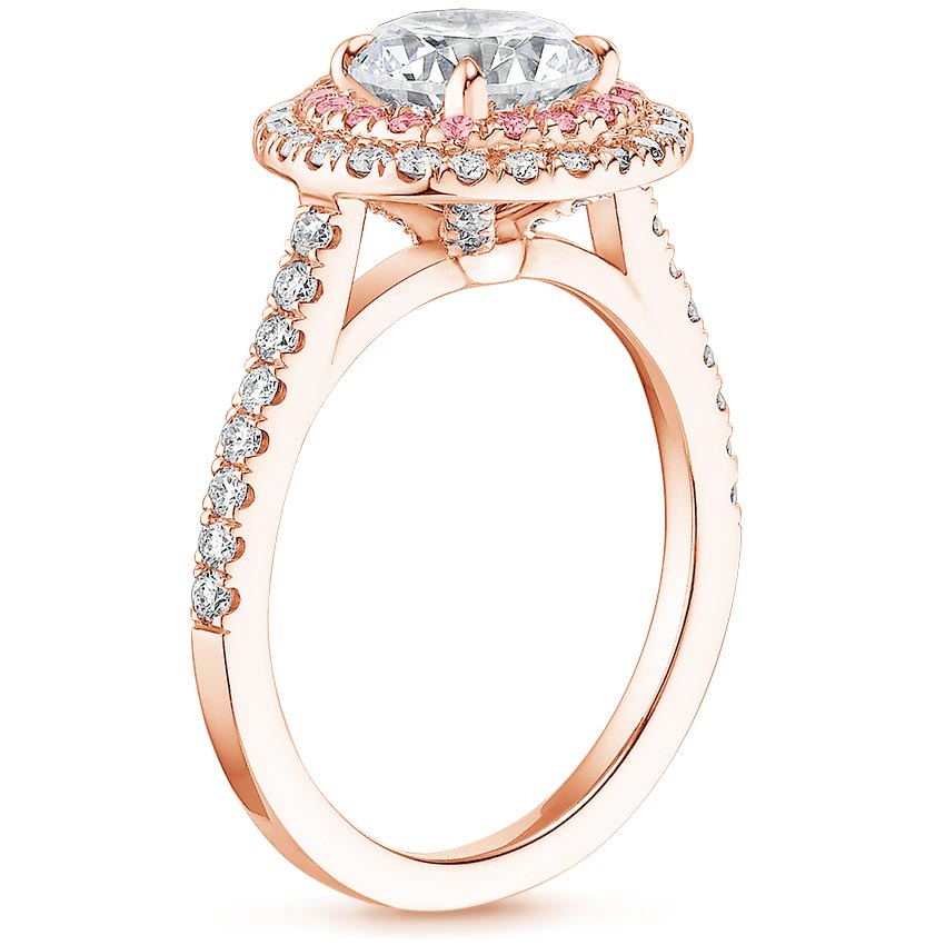 14K Rose Gold Soleil Diamond Ring with Pink Lab Diamond Accents (1/2 ct. tw.), large side view