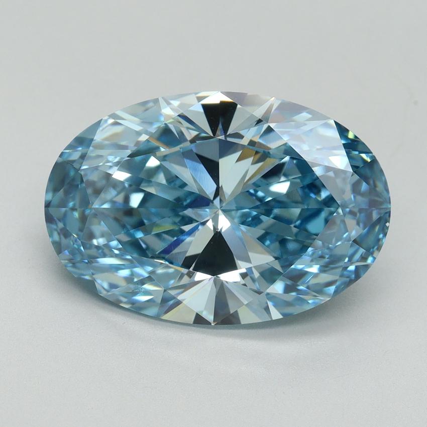 7.04 Ct. Fancy Vivid Blue Oval Lab Grown Diamond