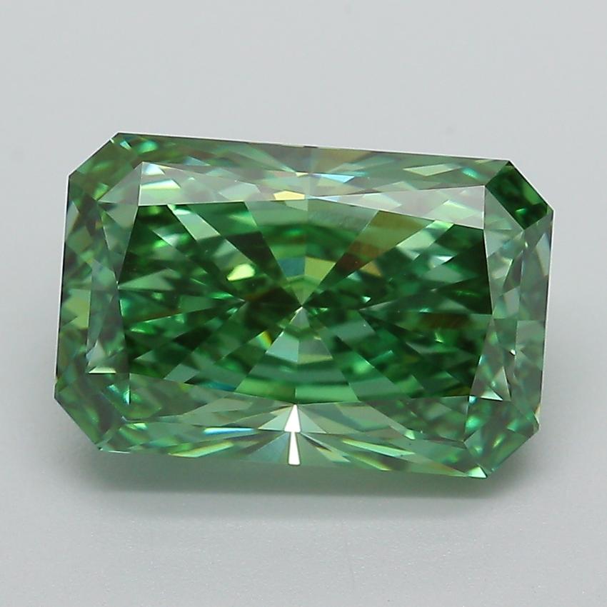 4.51 Ct. Fancy Vivid Green Radiant Lab Grown Diamond