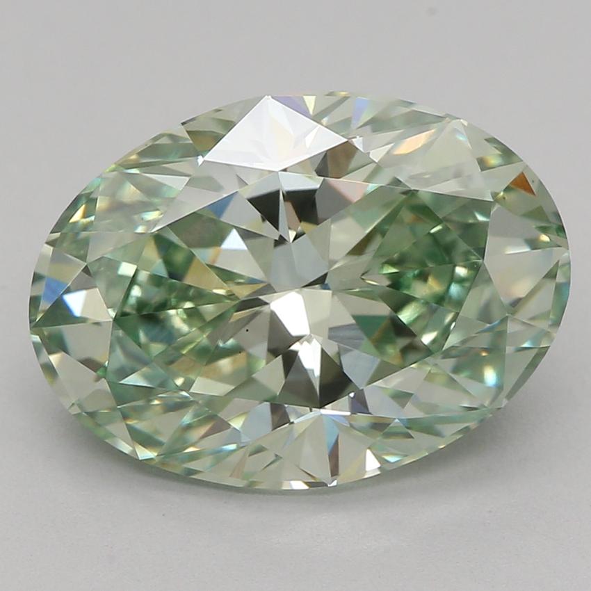 3.09 Ct. Fancy Vivid Green Oval Lab Grown Diamond