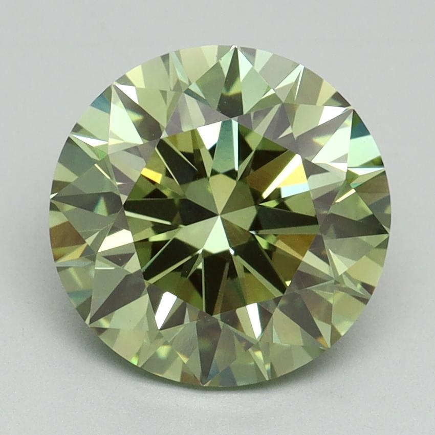 3.12 Ct. Fancy Vivid Green Round Lab Grown Diamond