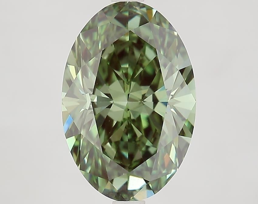 4.02 Ct. Fancy Vivid Green Oval Lab Grown Diamond