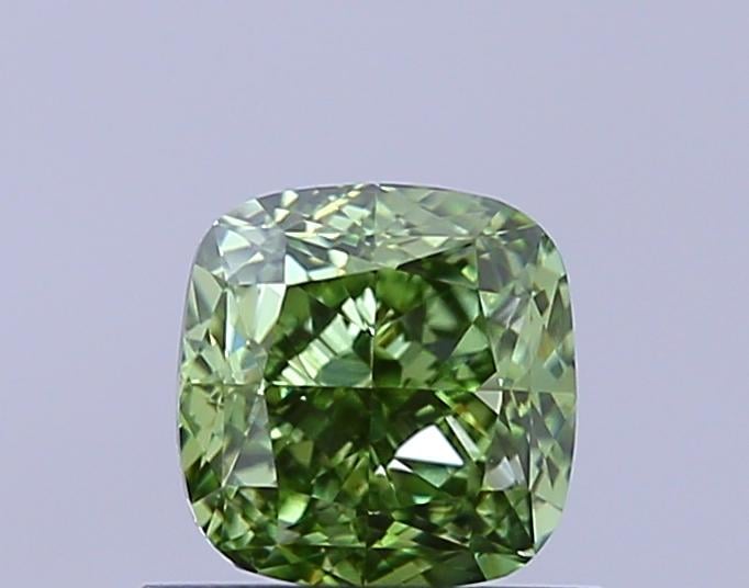 0.89 Ct. Fancy Vivid  Green Cushion Lab Grown Diamond