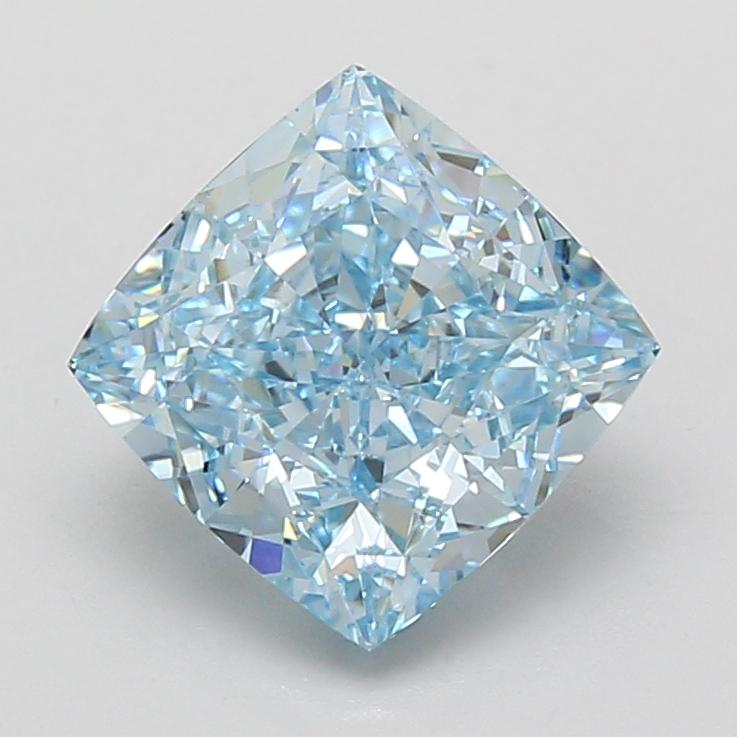3.08 Ct. Fancy Vivid Blue Cushion Lab Grown Diamond