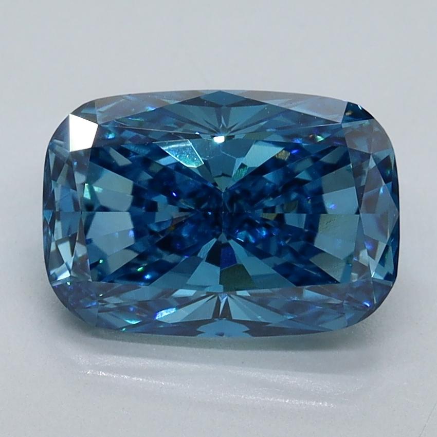2.12 Ct. Fancy Vivid Blue Cushion Lab Grown Diamond