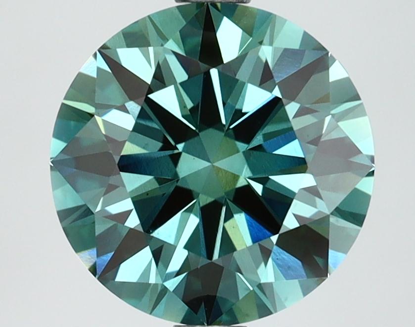 2.63 Ct. Fancy Vivid Bluish Green Round Lab Grown Diamond