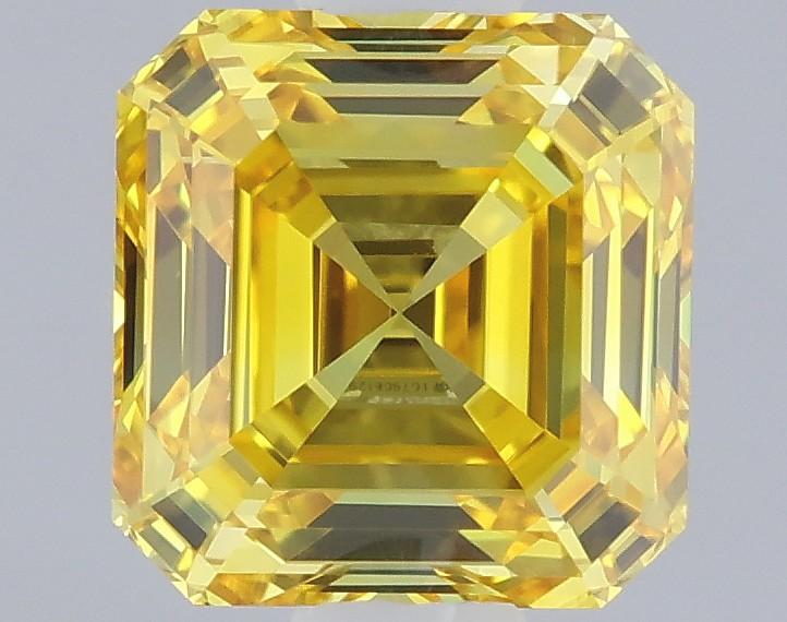 0.85 Ct. Fancy Vivid Yellow Asscher Lab Grown Diamond