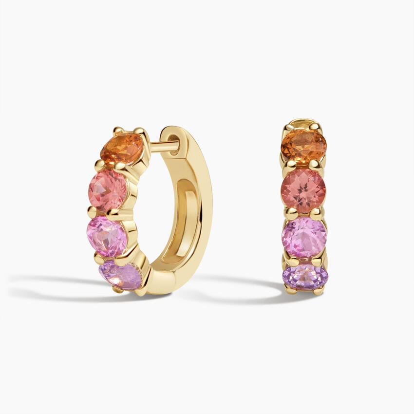 Luxe Sunset Ombre Hoop Earrings in 14K Yellow Gold