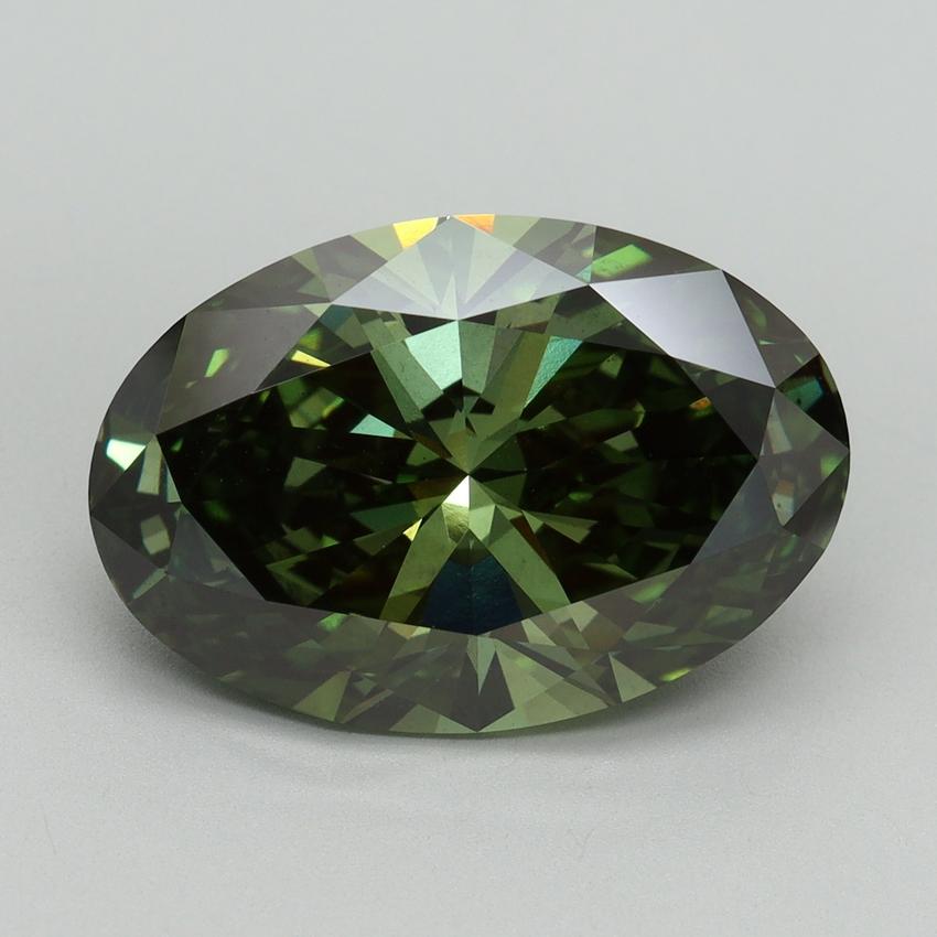 7.06 Ct. Fancy Vivid Green Oval Lab Grown Diamond