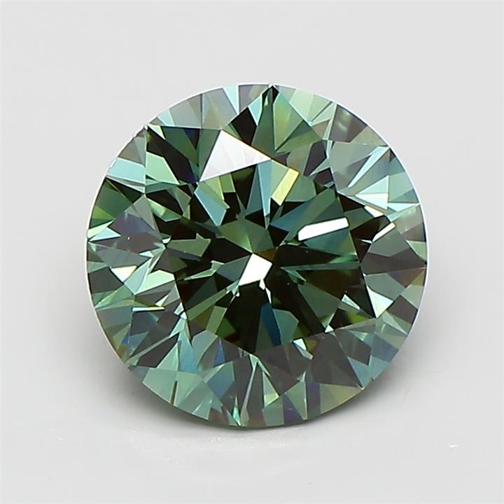 3.05 Ct. Fancy Vivid Bluish Green Round Lab Grown Diamond