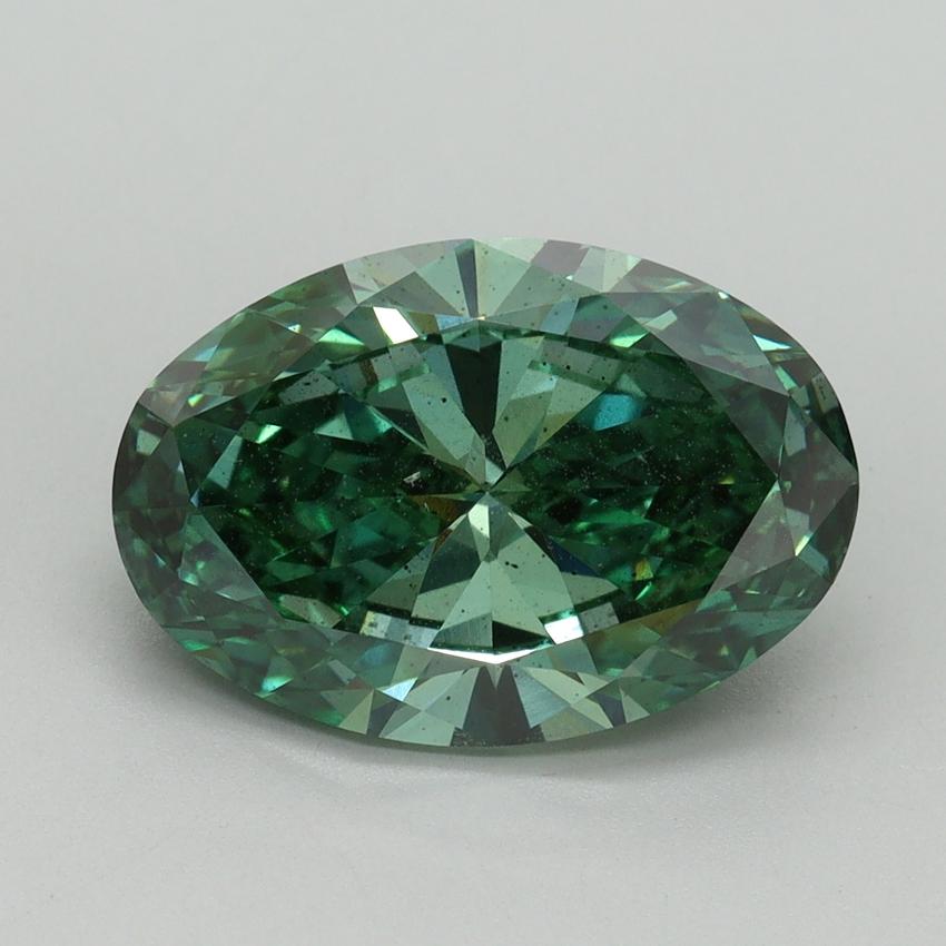 4.00 Ct. Fancy Vivid Green Oval Lab Grown Diamond