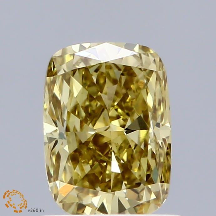 0.93 Ct. Fancy Intense Yellow Cushion Lab Grown Diamond