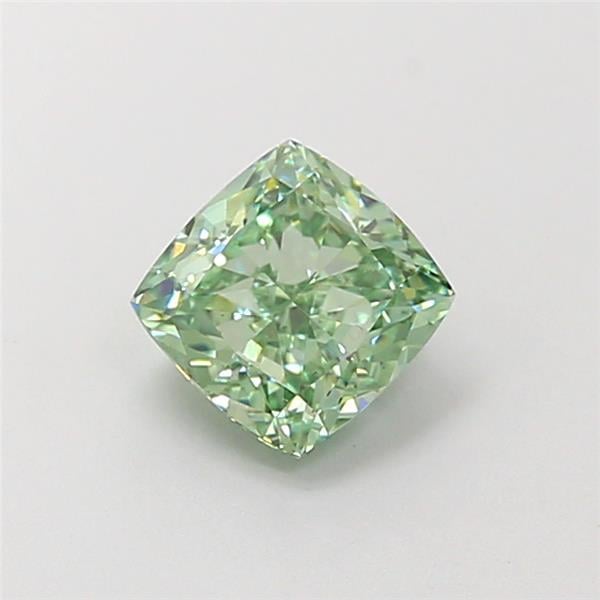 1.09 Ct. Fancy Vivid Green Cushion Lab Grown Diamond