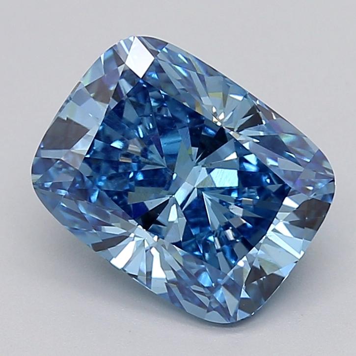4.01 Ct. Fancy Vivid  Blue Cushion Lab Grown Diamond