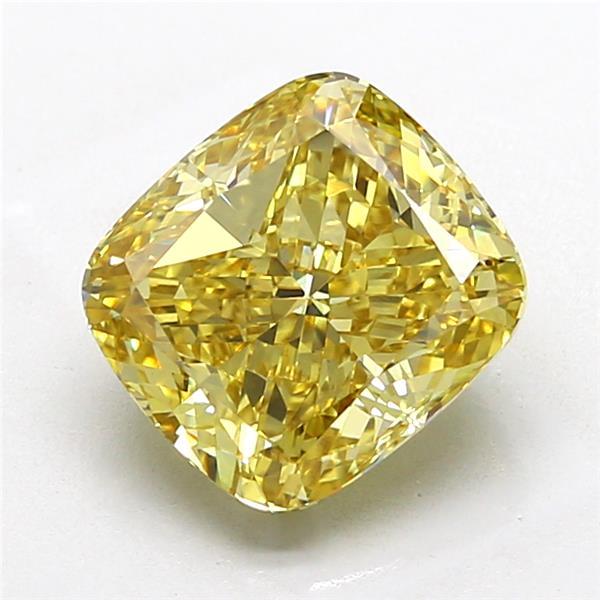 5.01 Ct. Fancy Vivid  Yellow Cushion Lab Grown Diamond