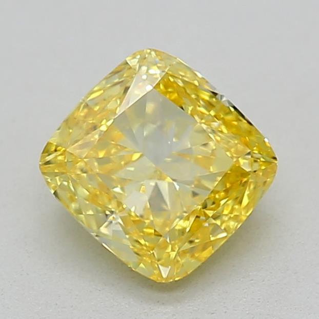 0.73 Ct. Fancy Vivid Yellow Cushion Lab Grown Diamond