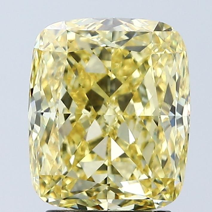 3.09 Ct. Fancy Vivid Yellow Cushion Lab Grown Diamond