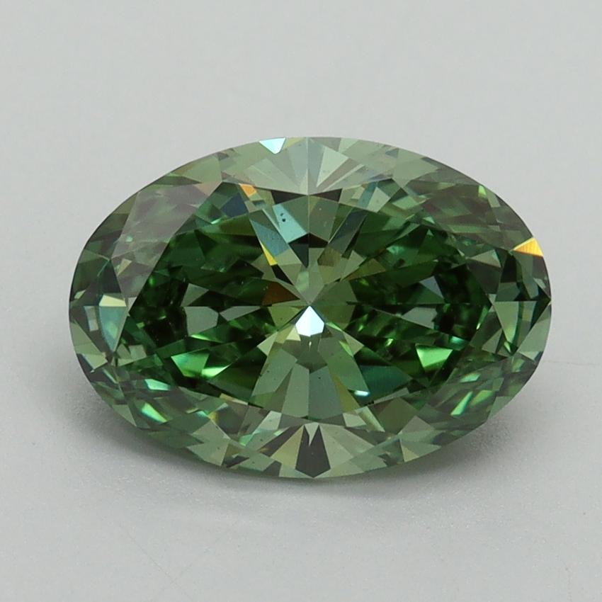 2.16 Ct. Fancy Vivid Green Oval Lab Grown Diamond