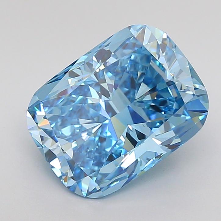 3.24 Ct. Fancy Vivid Blue Cushion Lab Grown Diamond